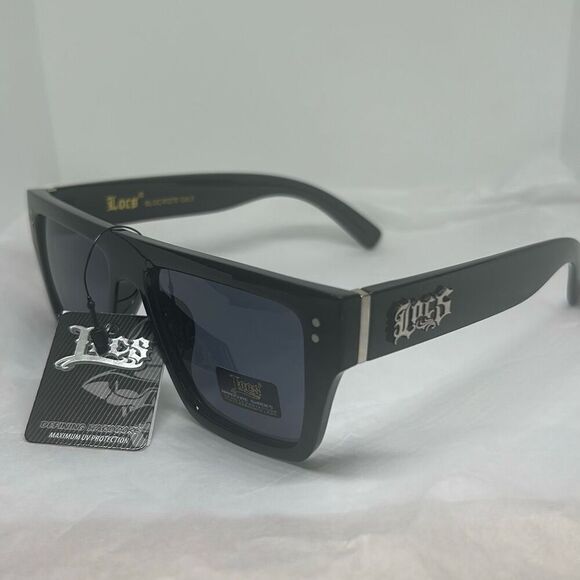 LOCS Gangster Style Sunglasses – Classic Black Frame – UV Protection - Picture 1 of 3